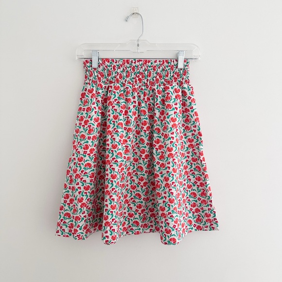 Boden Floral A Line Skirt Size 4 Red Green Cotton Print Smocked Waist Detail - Picture 4 of 6